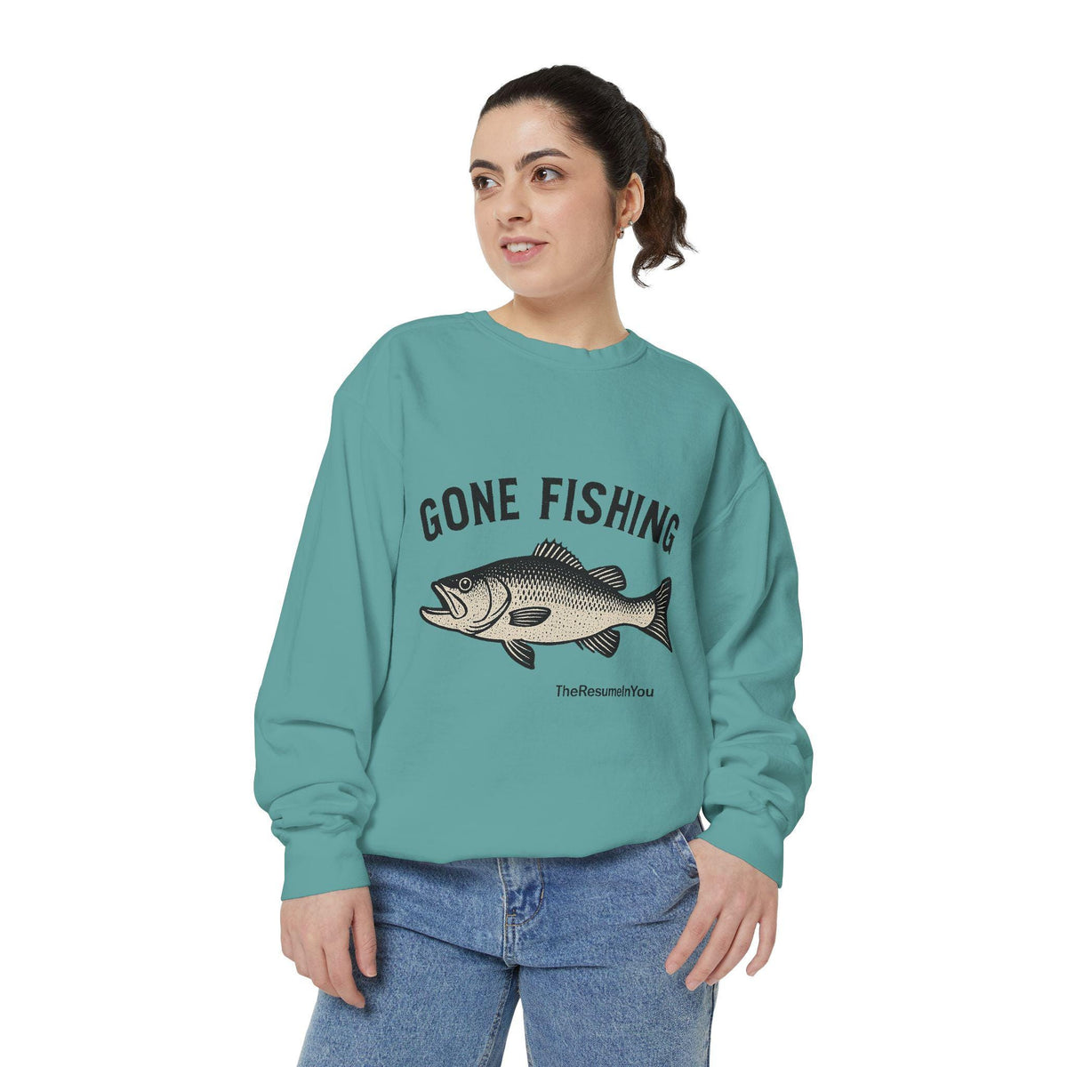 Gone Fishing Sweatshirt: Unisex Garment-Dyed Cotton-Blend