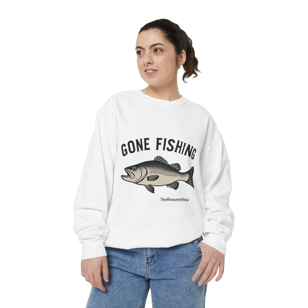 Gone Fishing Sweatshirt: Unisex Garment-Dyed Cotton-Blend