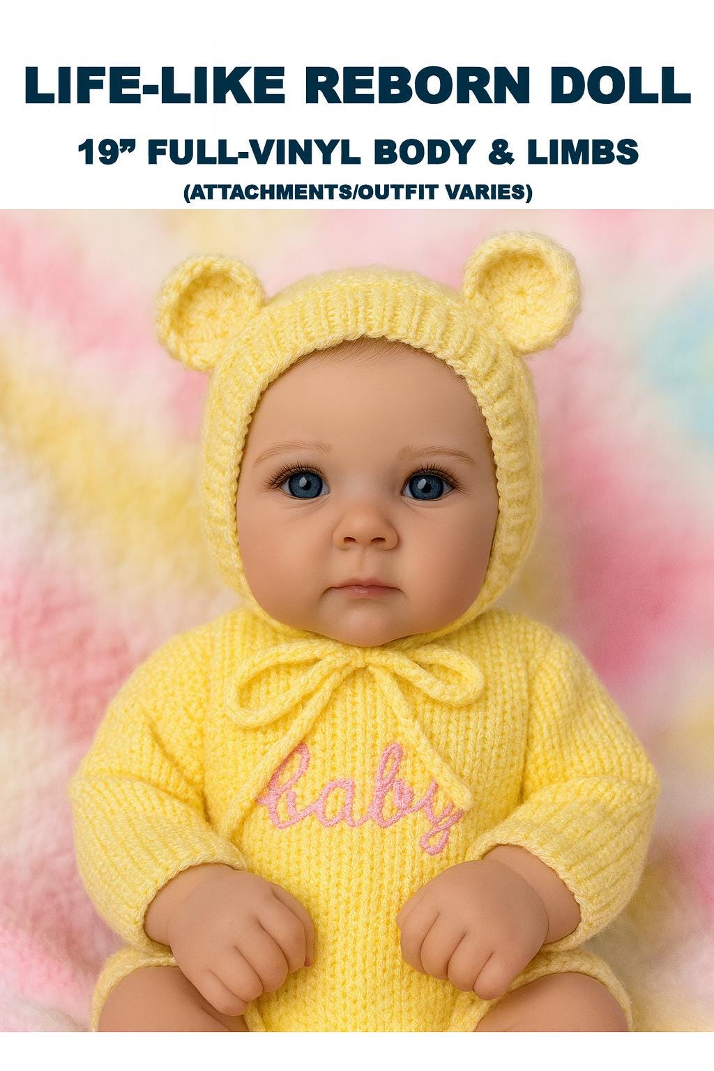 Handmade 19" Vinyl Reborn Girl Doll, Collectible Gift