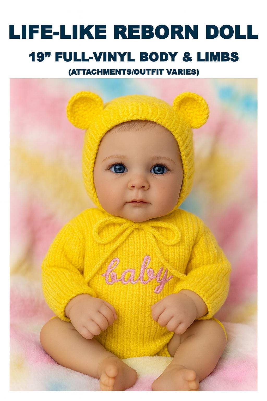Handmade 19" Vinyl Reborn Girl Doll, Collectible Gift