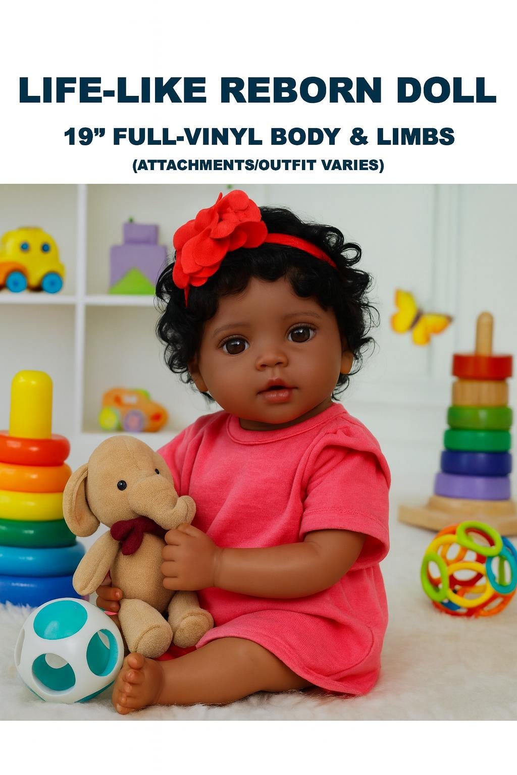 Lifelike African American Reborn Baby Girl Doll - 20 Inch and Free Backpack
