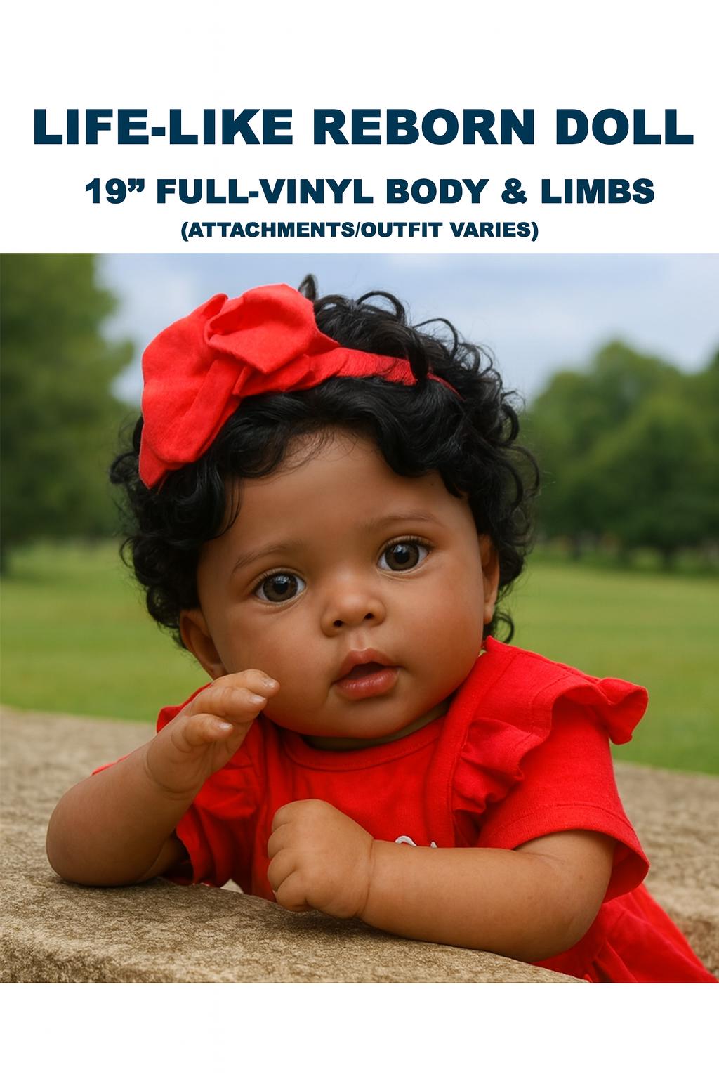 Lifelike African American Reborn Baby Girl Doll - 20 Inch and Free Backpack