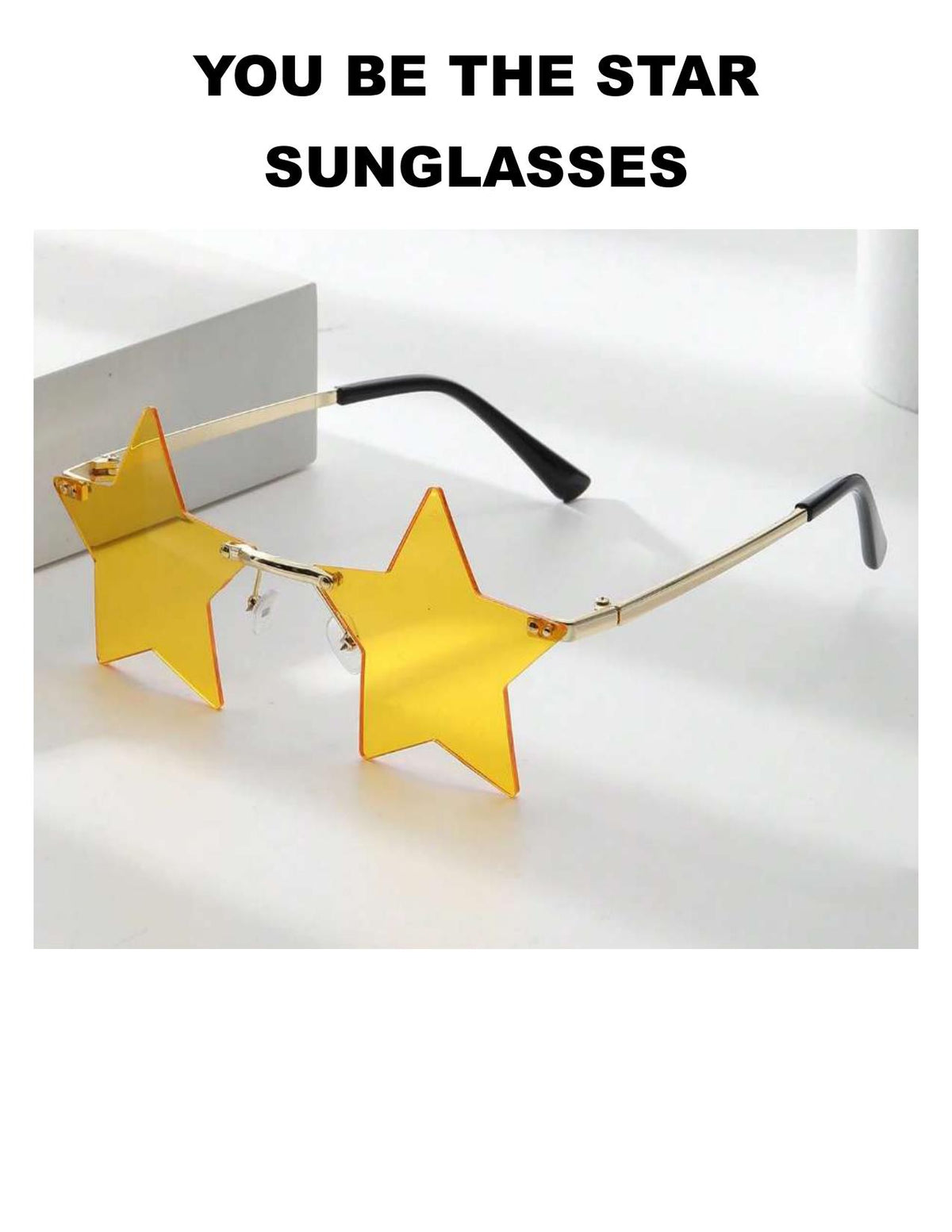 Gold Star Sunglasses: Retro Party Festival Eyewear