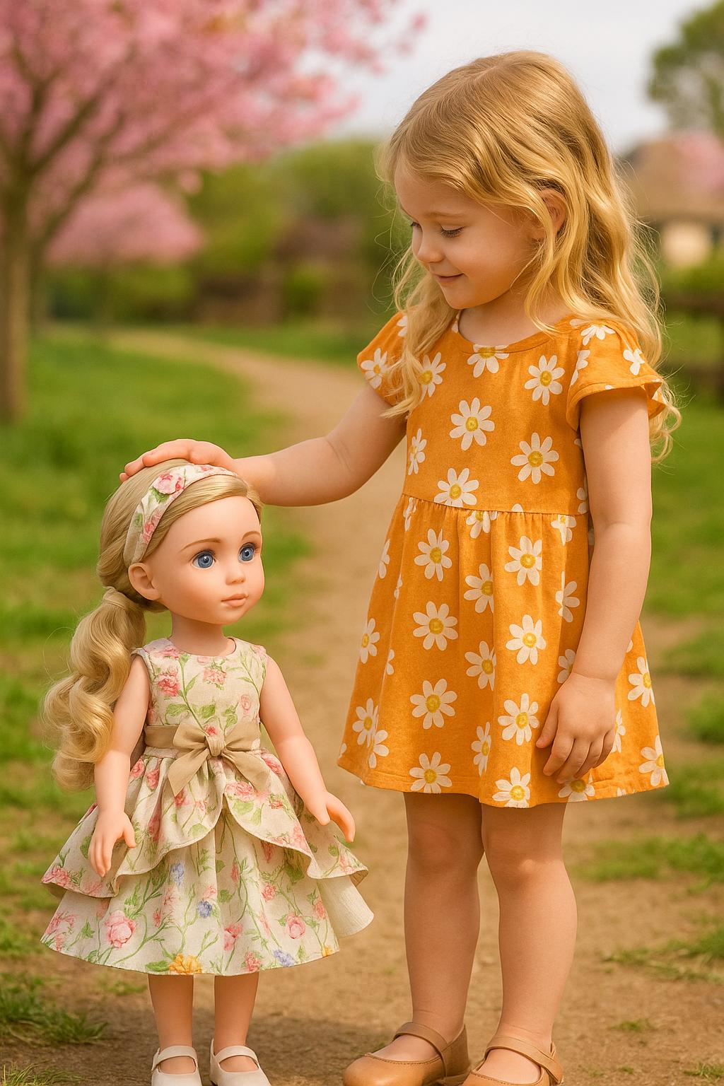14” Ball Jointed Doll – Blonde Hair BJD Collector Doll with Floral Dress