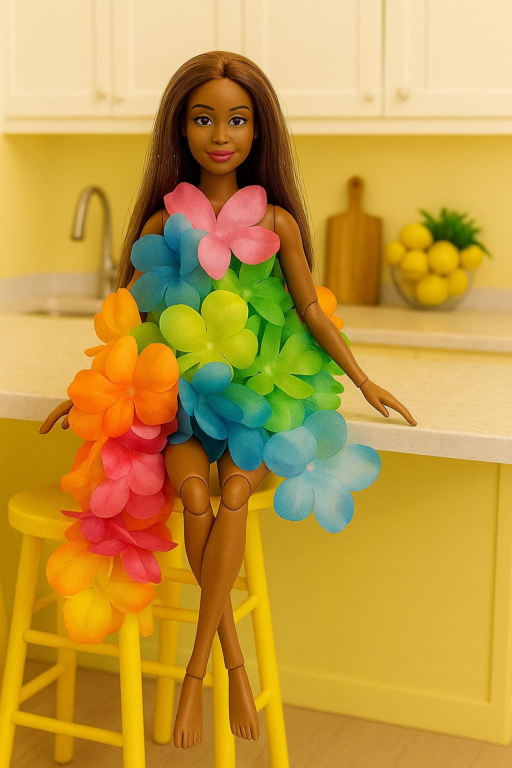 12” Handmade 3D Tropical Floral Fashion Doll Poseable PVC Collector Doll Limited Edition Gift
