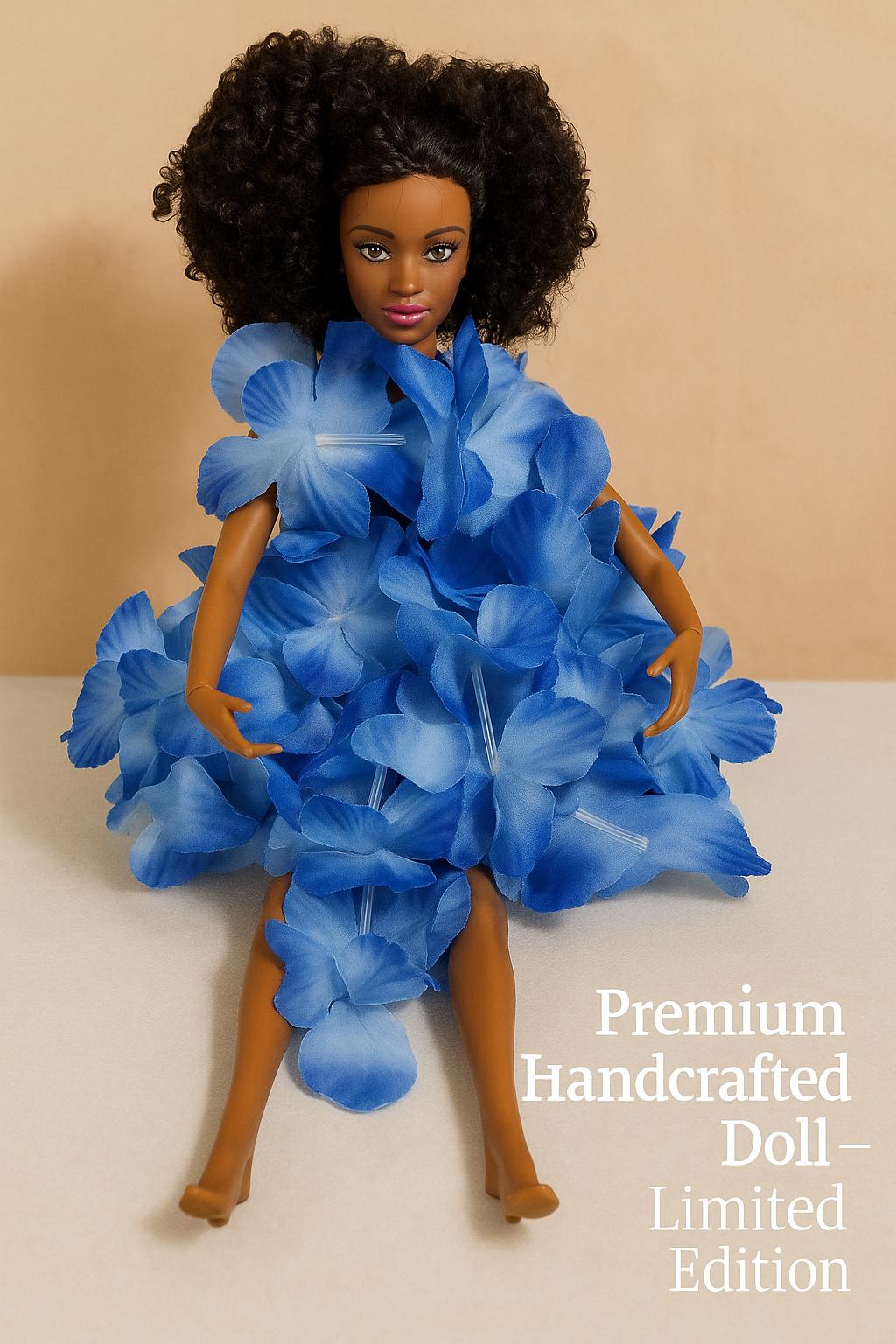 Handmade Articulated PVC 3D Black Fashion Doll: 12" Rhinestone Dress and Free Backpack