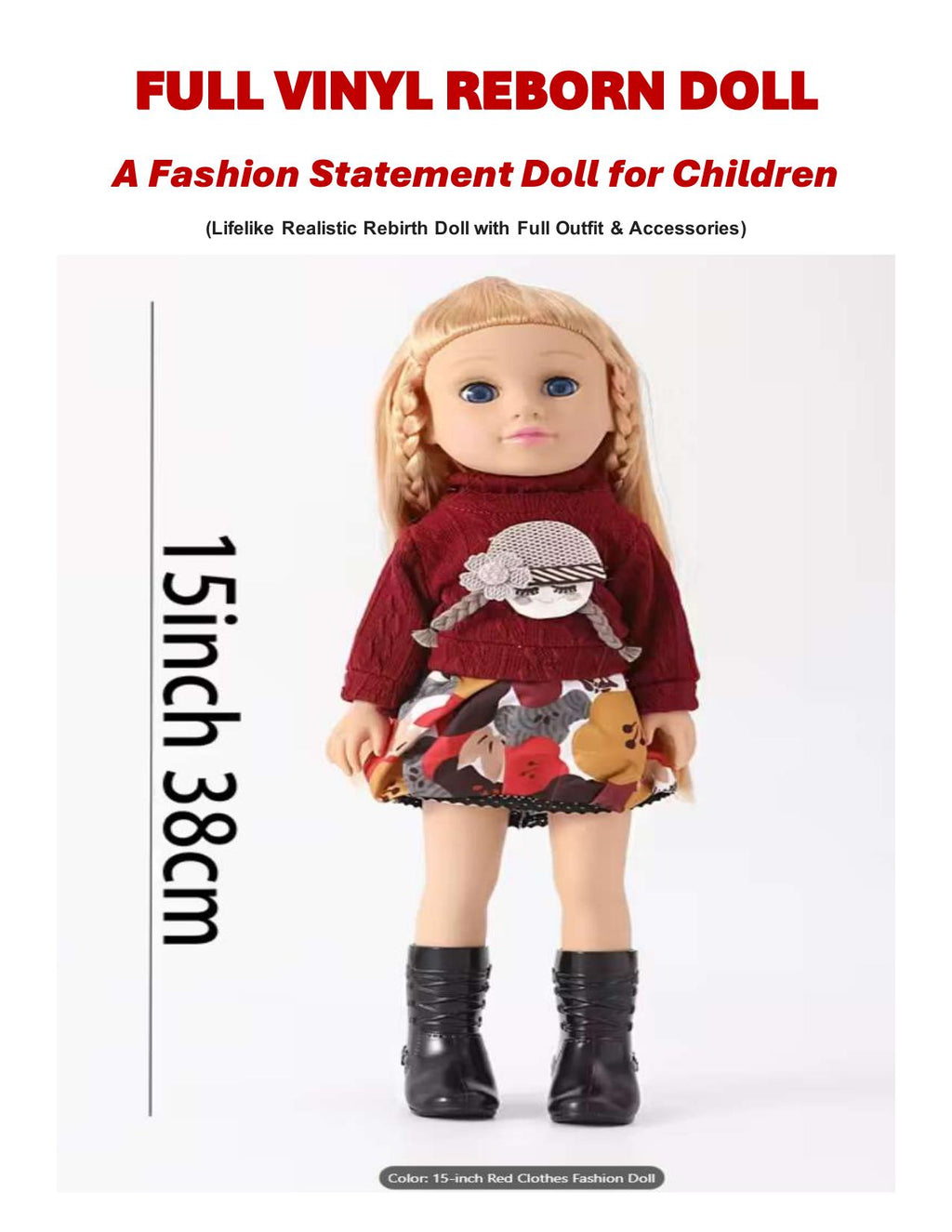15-Inch Full Vinyl Reborn Doll: Realistic Fashion Play Doll