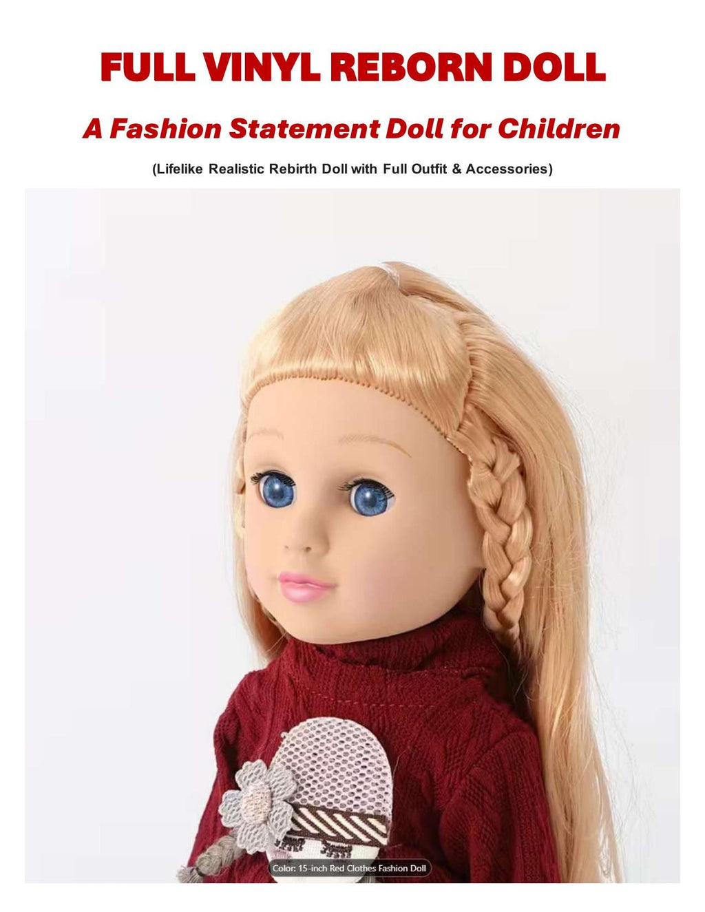 15-Inch Full Vinyl Reborn Doll: Realistic Fashion Play Doll