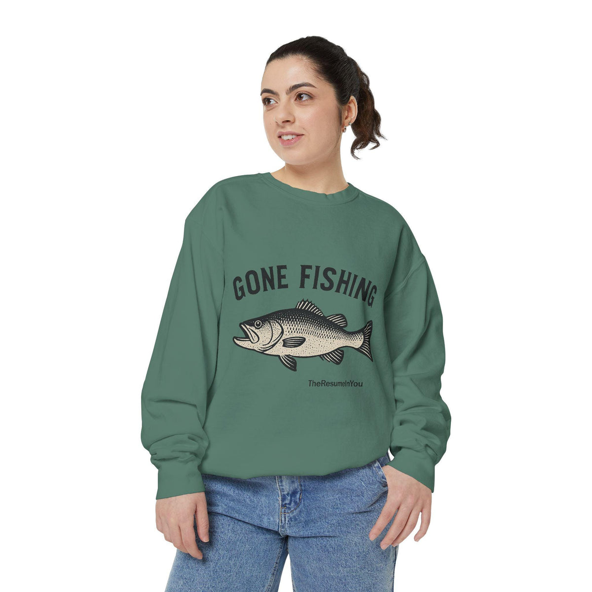 Gone Fishing Sweatshirt: Unisex Garment-Dyed Cotton-Blend