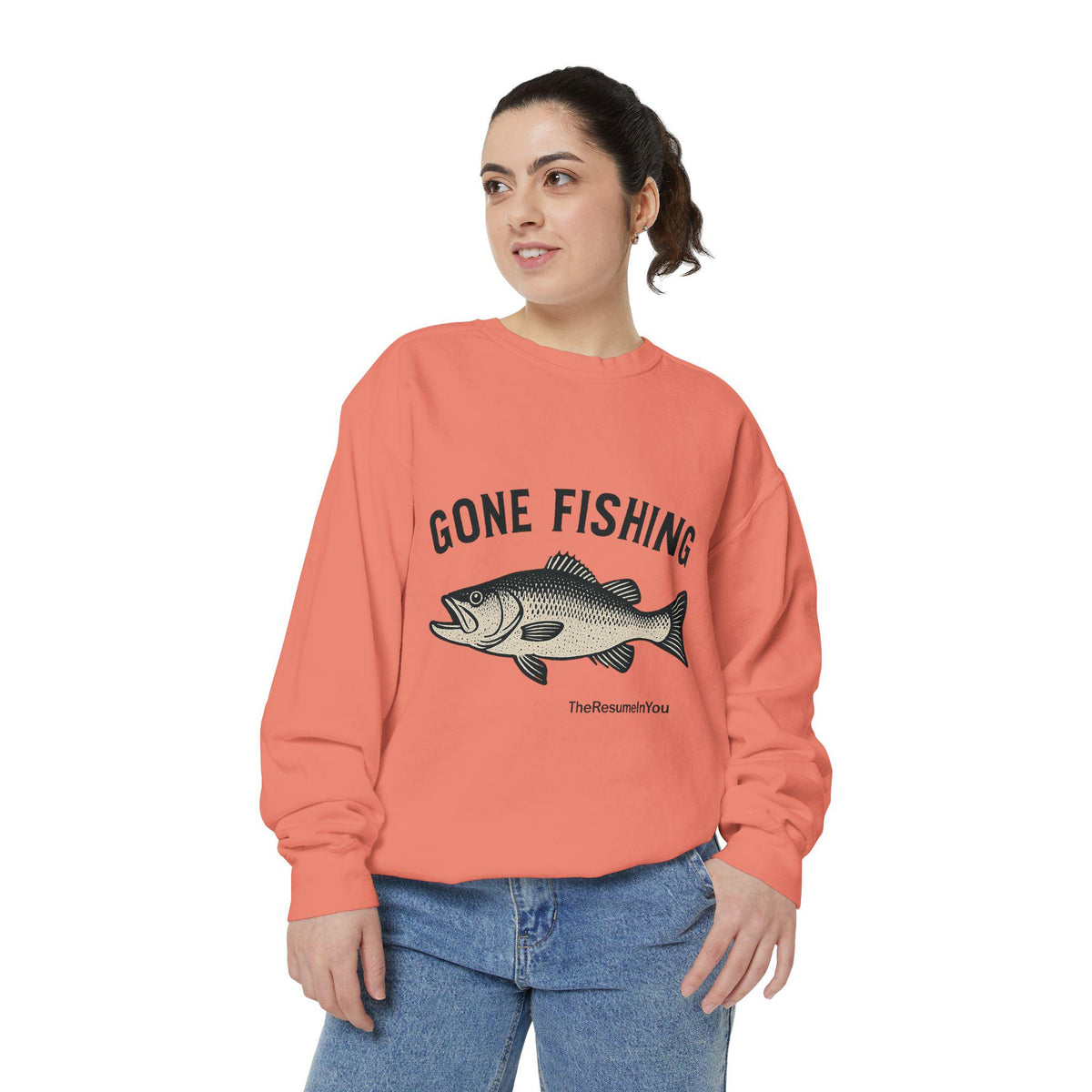 Gone Fishing Sweatshirt: Unisex Garment-Dyed Cotton-Blend