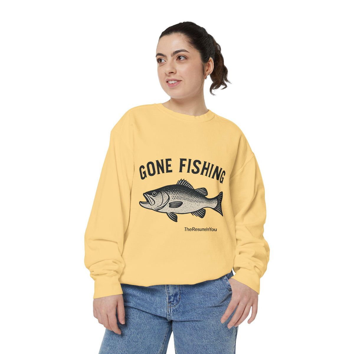 Gone Fishing Sweatshirt: Unisex Garment-Dyed Cotton-Blend