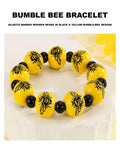 Bumble Bee Wooden Bead Bracelet: Handmade Black & Yellow Jewelry