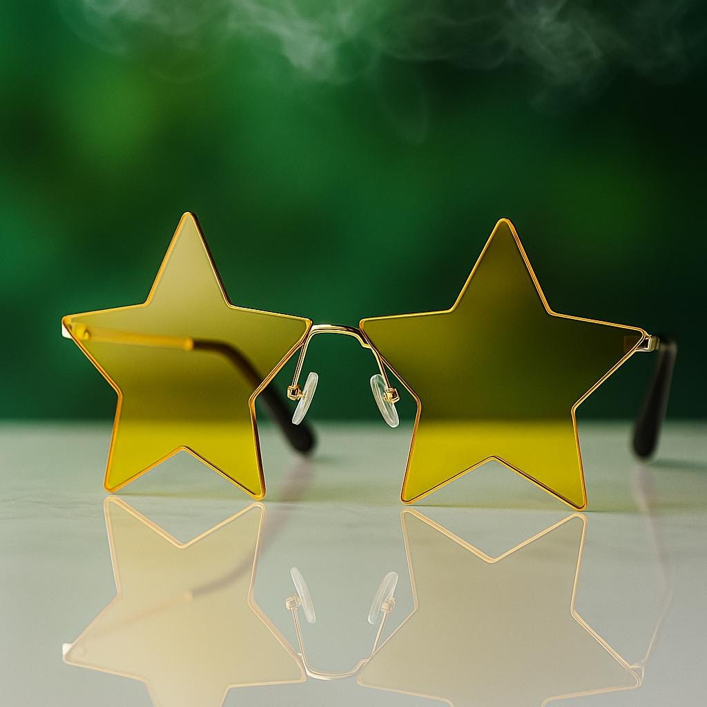 Gold Star Sunglasses: Retro Party Festival Eyewear