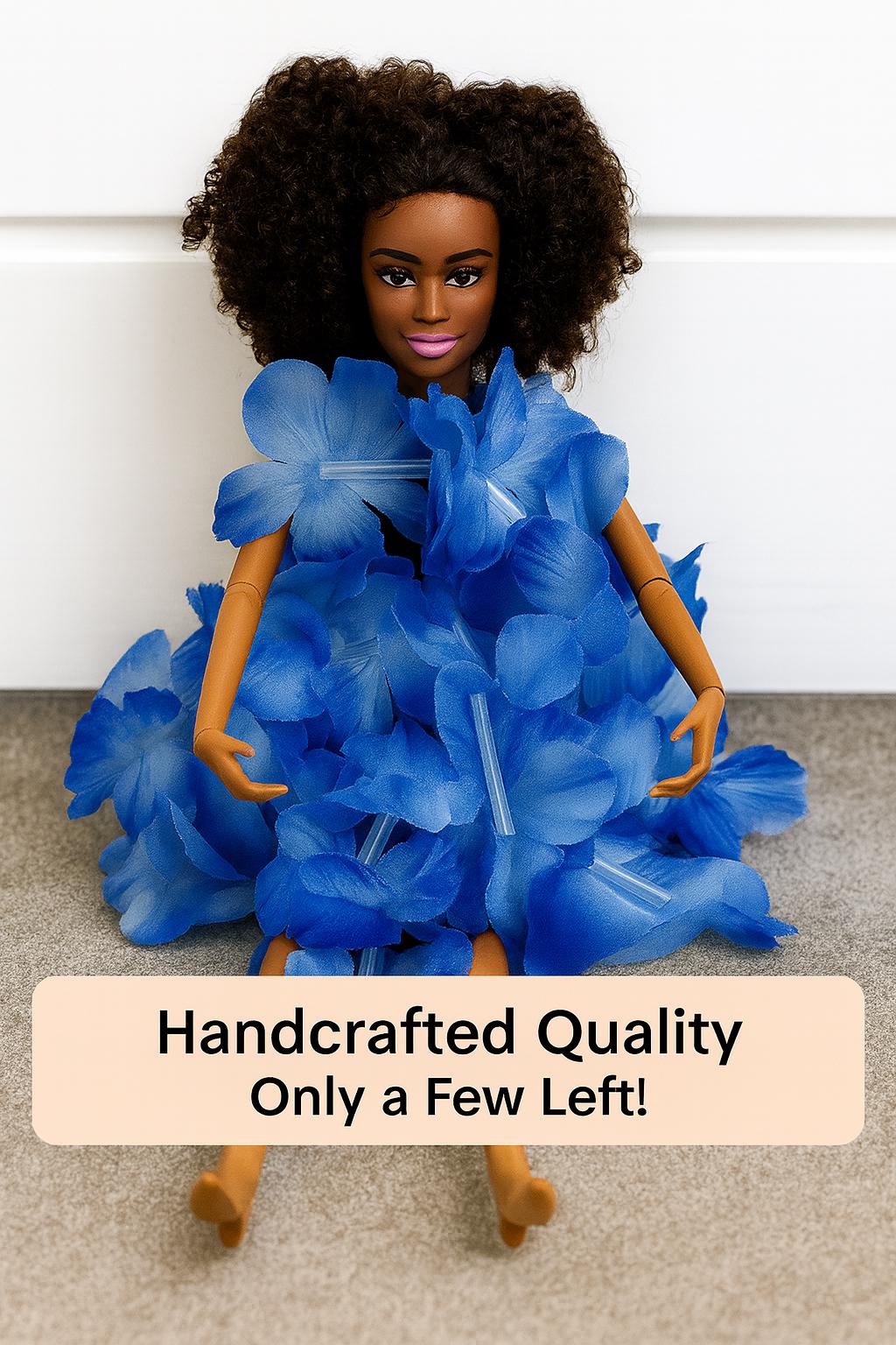 Handmade Articulated PVC 3D Black Fashion Doll: 12" Rhinestone Dress and Free Backpack