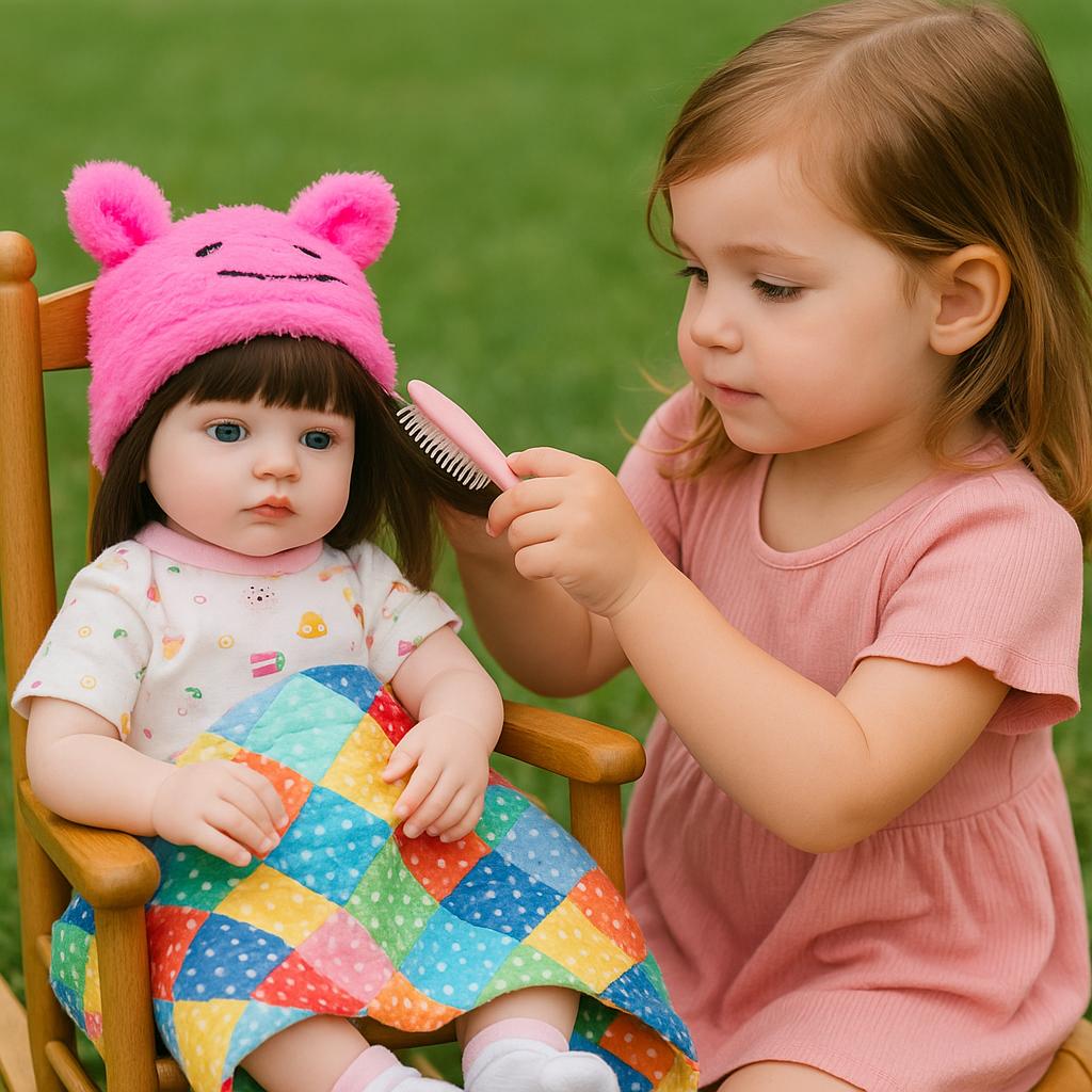 17″ Soft Rebirth Doll – Hand-Painted Baby with Synthetic Fiber Hair and Free Backpack