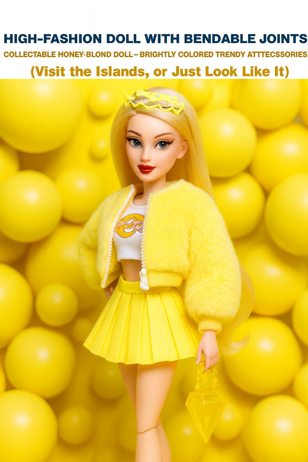 Limited-Edition 3D Honey-Blonde Fashion Doll with Bendable Joints and Free Backpack
