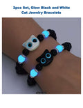 2pcs - Glow Cat Bracelet Set Luminous Black and White Matching Jewelry