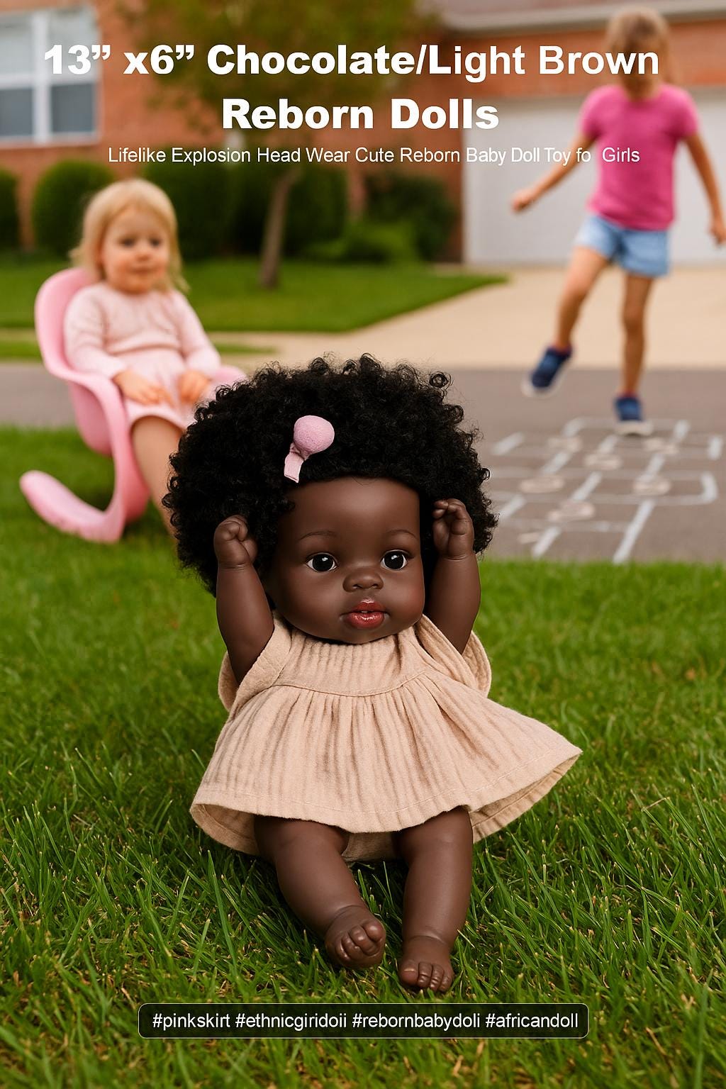13" African American Reborn Baby Doll – Curly Hair, Chocolate Skin and Free Backpack