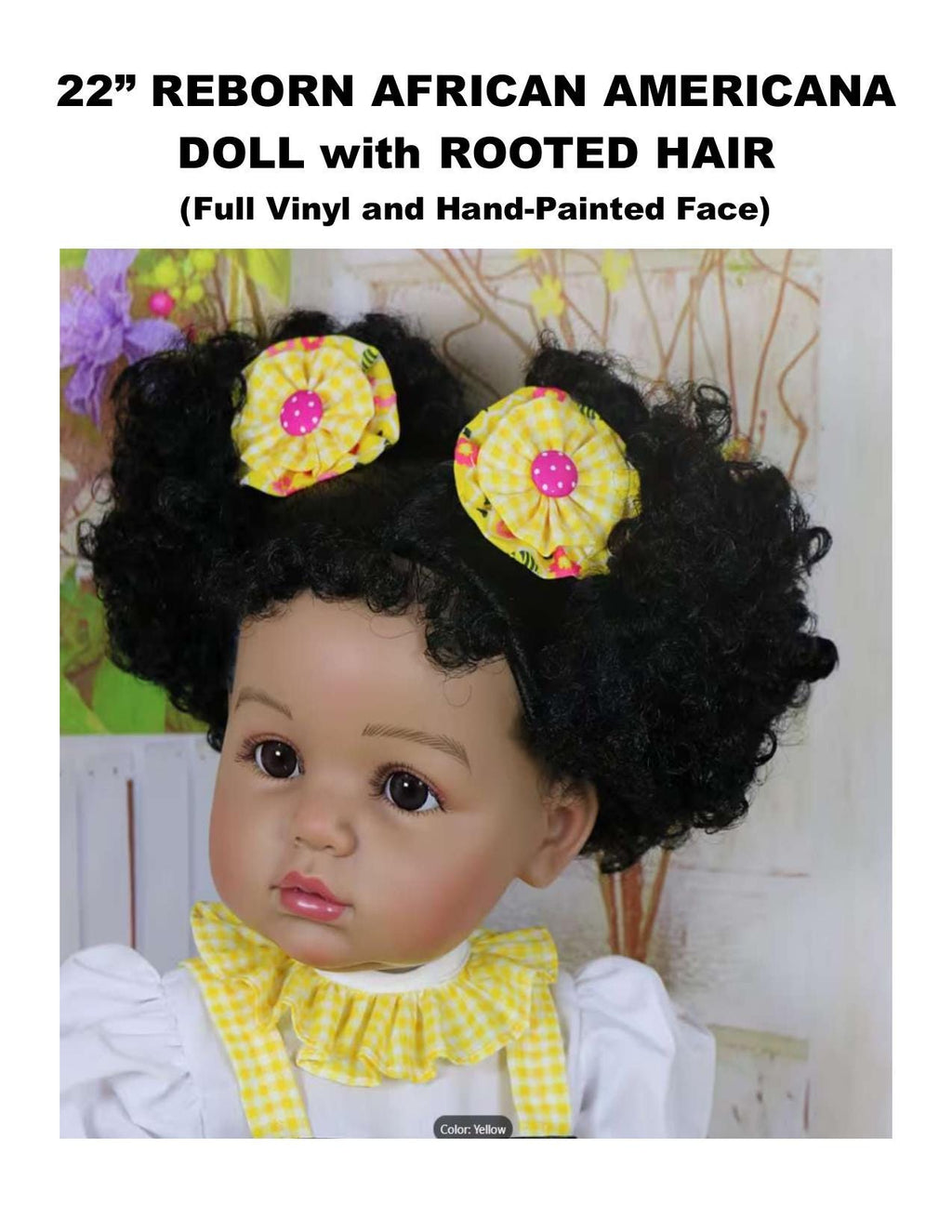 22″ African American Reborn Doll – Realistic Vinyl Baby with Curly Hair and Certificate