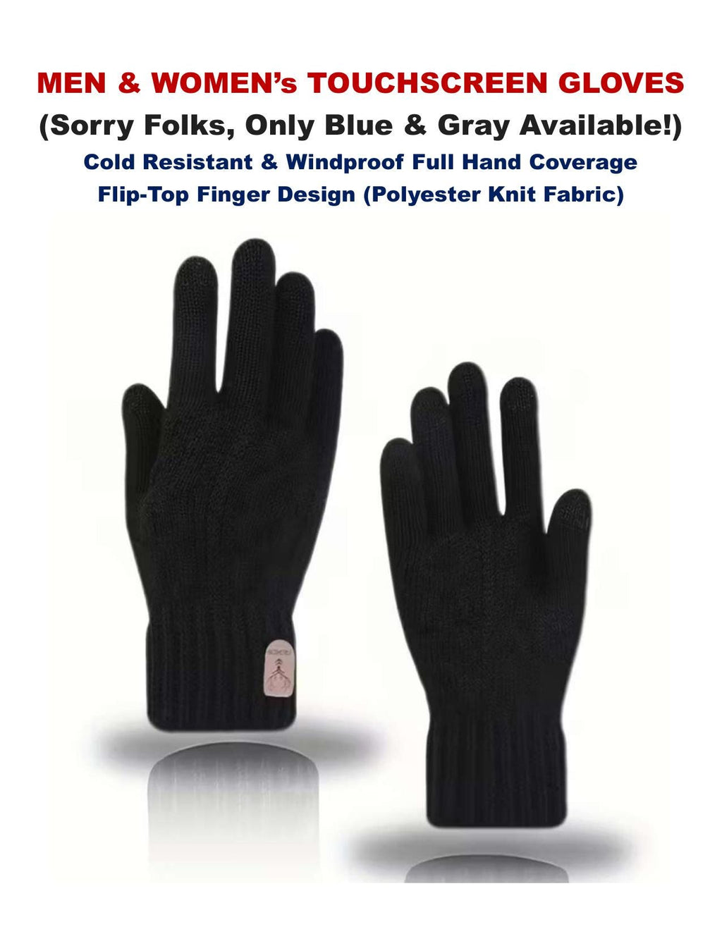 Wool Touchscreen Gloves for Men and Women | Navy and Gray