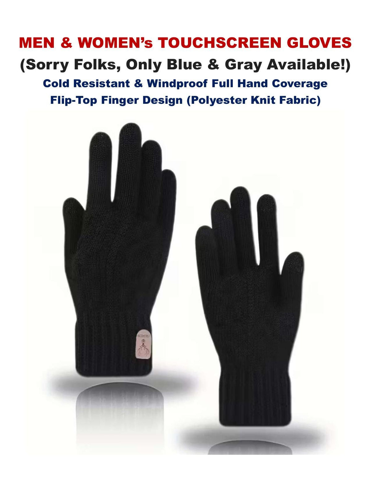 Wool Touchscreen Gloves for Men and Women | Navy and Gray