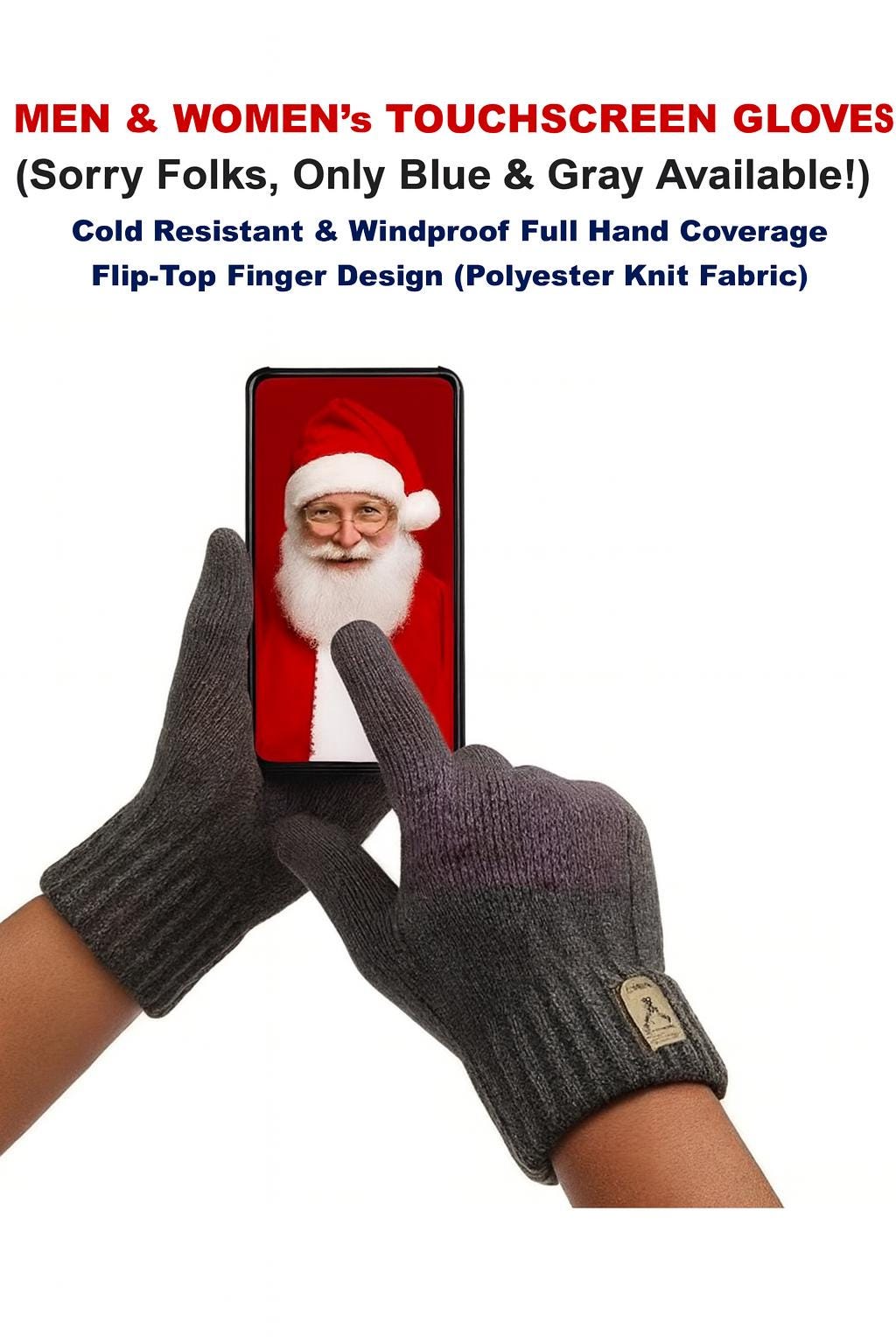 Wool Touchscreen Gloves for Men and Women | Navy and Gray