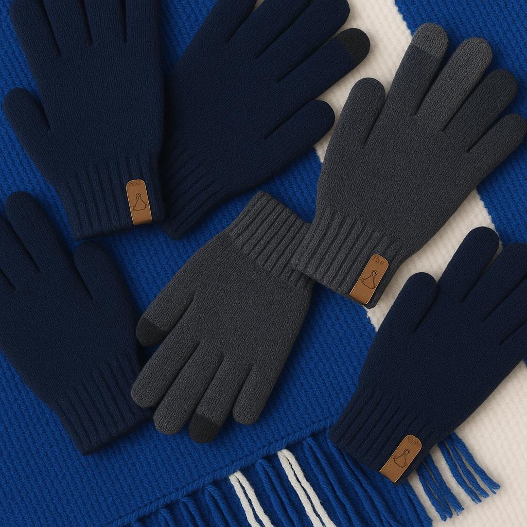 Wool Touchscreen Gloves for Men and Women | Navy and Gray