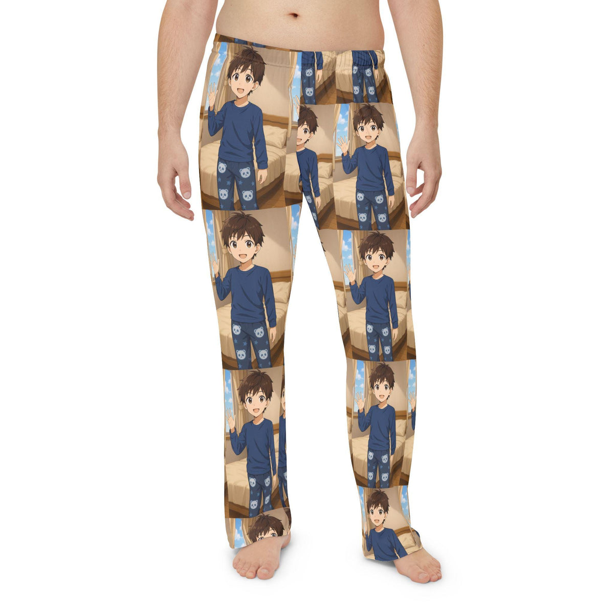 Smiling Boy Character Pajama Pants | All-Over Print