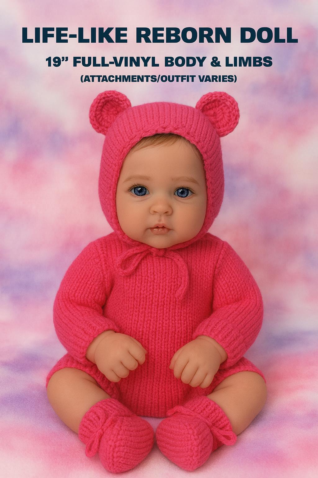 Handmade 19" Vinyl Reborn Girl Doll, Collectible Gift