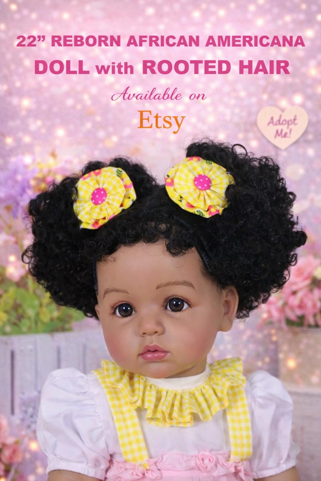 22″ African American Reborn Doll – Realistic Vinyl Baby with Curly Hair and Certificate