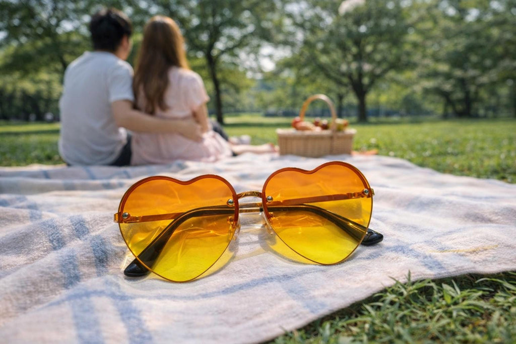 Heart Shaped Sunglasses – Rose Gold Frame, Gradient Lenses, Retro Festival Style