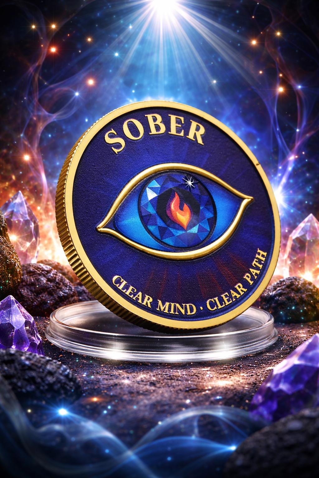 Limited Edition - Special - 3D - Embossed Sober Mind Coin – Gold-Toned Clarity Token
