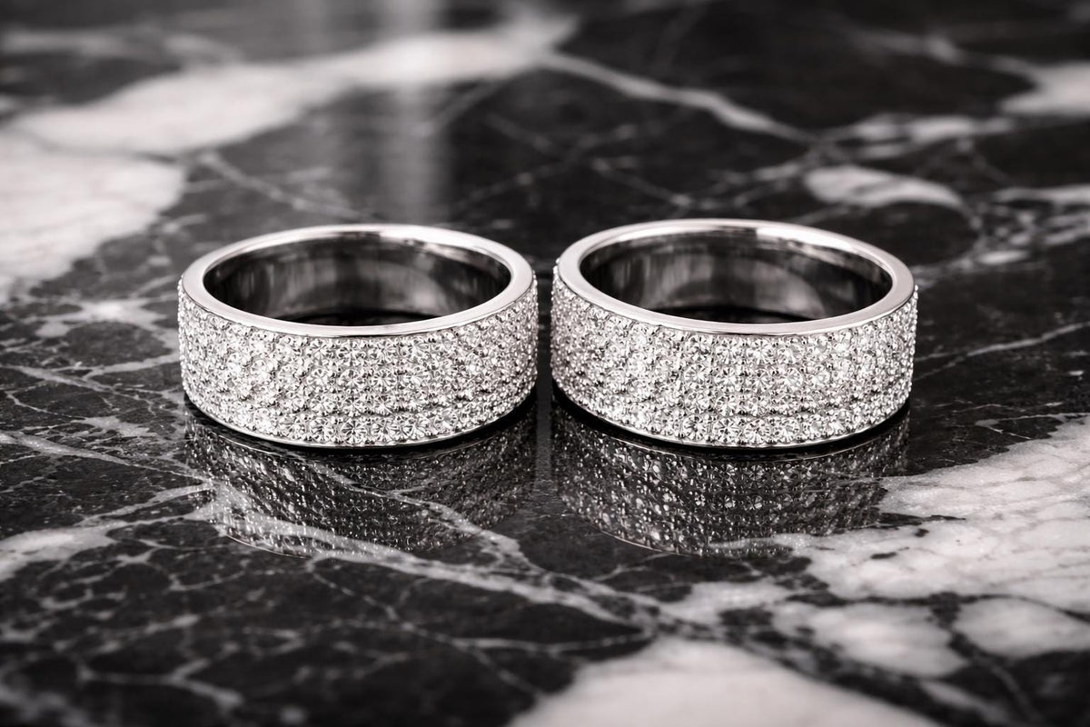 Pavé Cubic Zirconia Band Ring | Sparkling Statement Ring | Unisex Jewelry