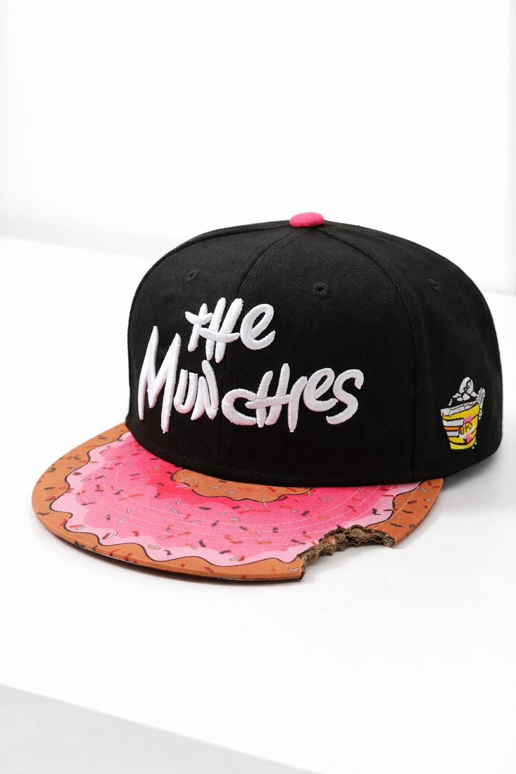 Limited Edition - Donut Snapback Hat – Pink Frosted Sprinkle Bite Brim Baseball Cap
