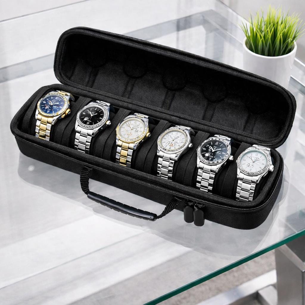 Classic Limited Edition - Luxury 6-Slot Watch Travel Case – Portable & Protective Storage
