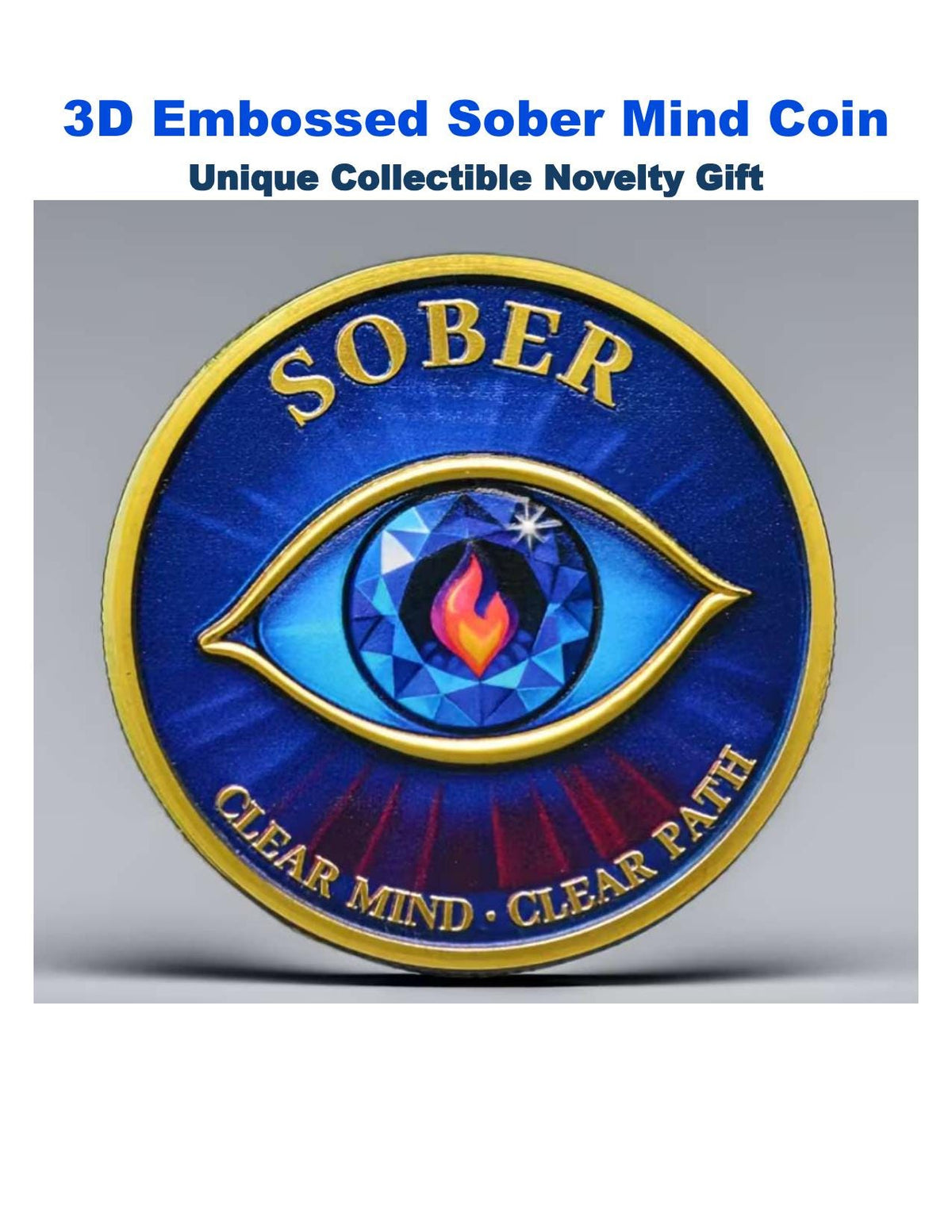 Limited Edition - Special - 3D - Embossed Sober Mind Coin – Gold-Toned Clarity Token