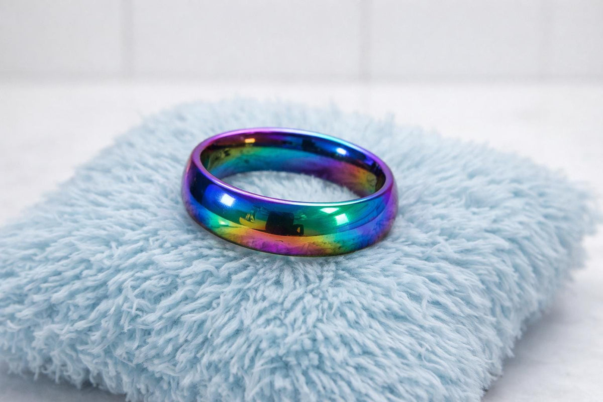 Titanium Rainbow Band – Iridescent Unisex Ring Band
