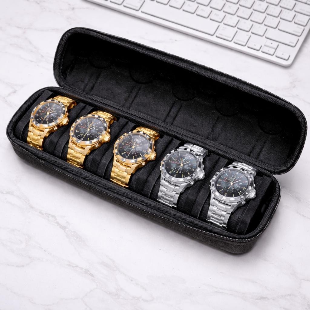 Classic Limited Edition - Luxury 6-Slot Watch Travel Case – Portable & Protective Storage