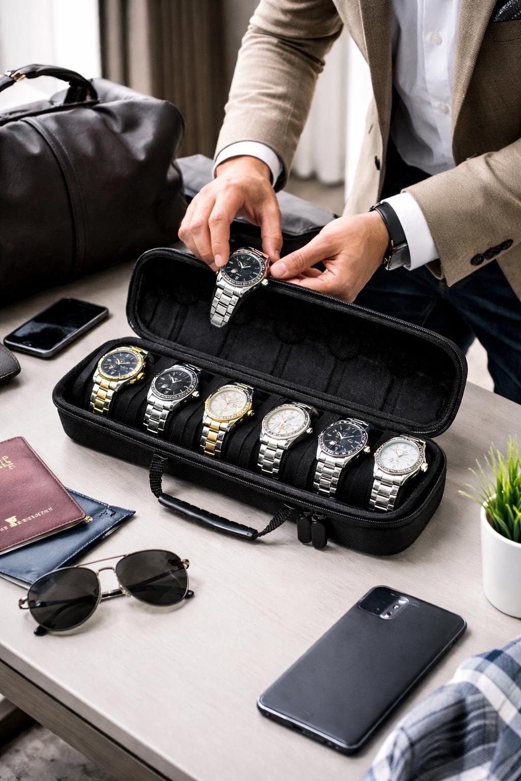 Classic Limited Edition - Luxury 6-Slot Watch Travel Case – Portable & Protective Storage