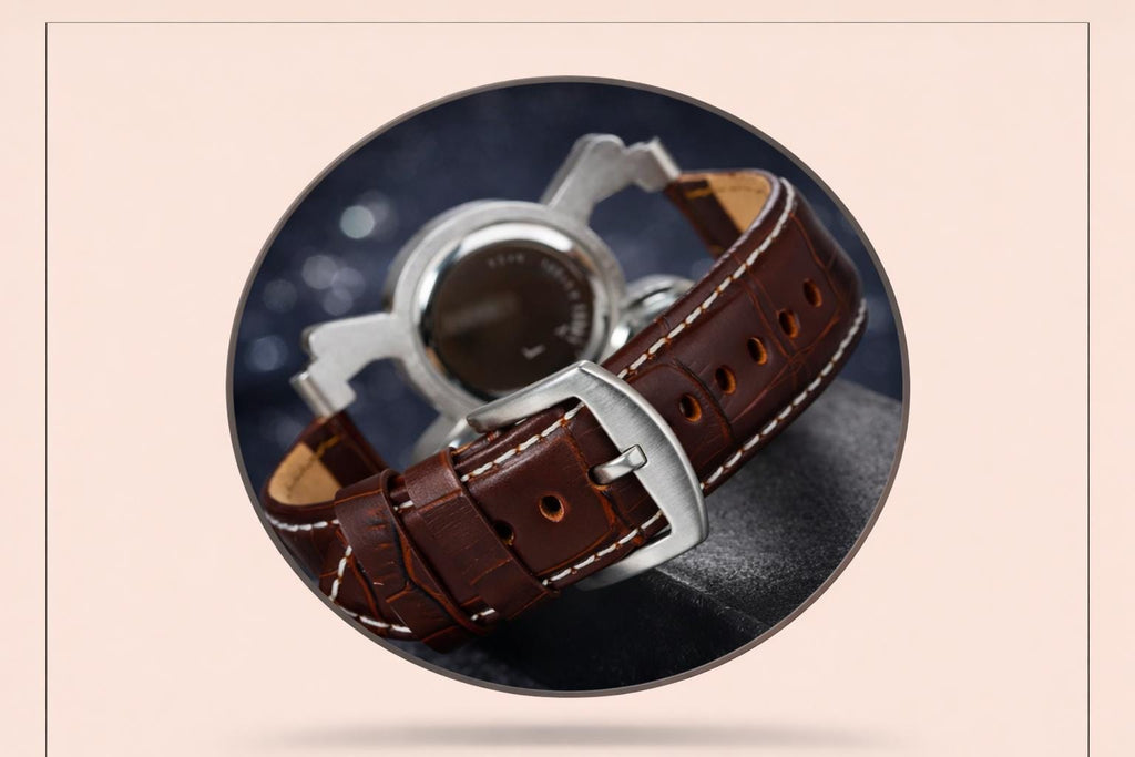 Luxury Triple Dial Men's Steampunk Watch | Brown Leather Strap