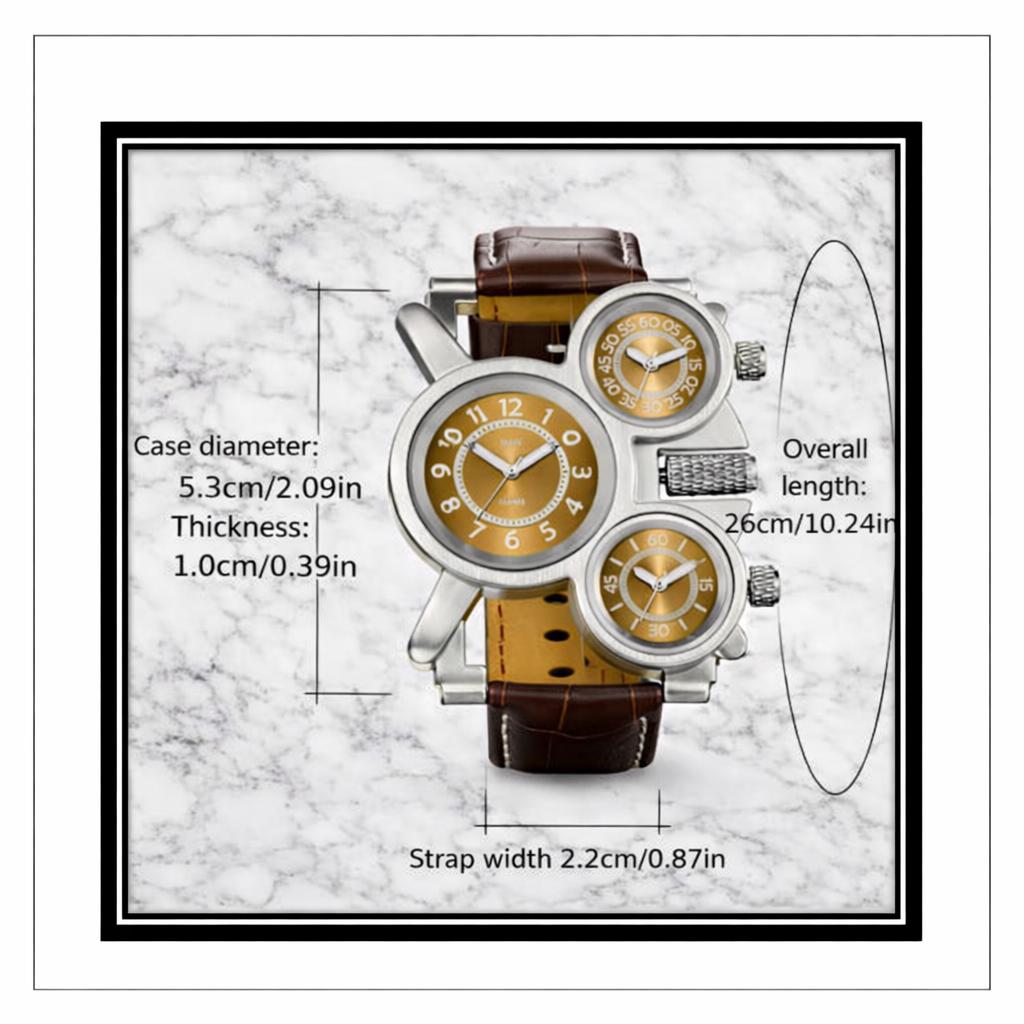 Luxury Triple Dial Men's Steampunk Watch | Brown Leather Strap
