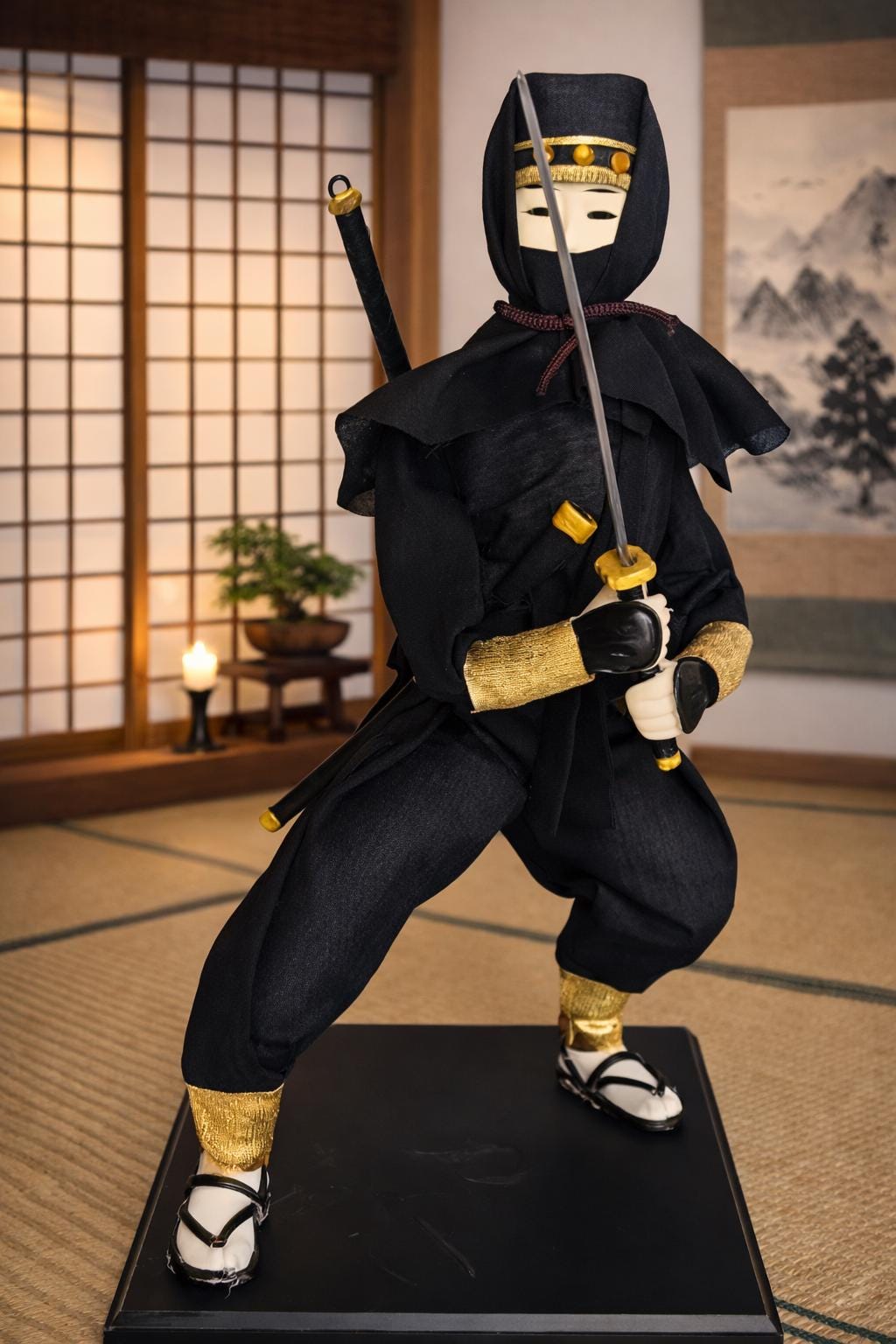 Japanese Rare Ninja Warrior Figurine Katana Statue – Shinobi Collectible Samurai