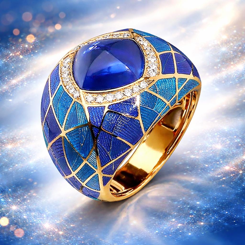 Luxury Blue Zircon Unisex Statement Ring