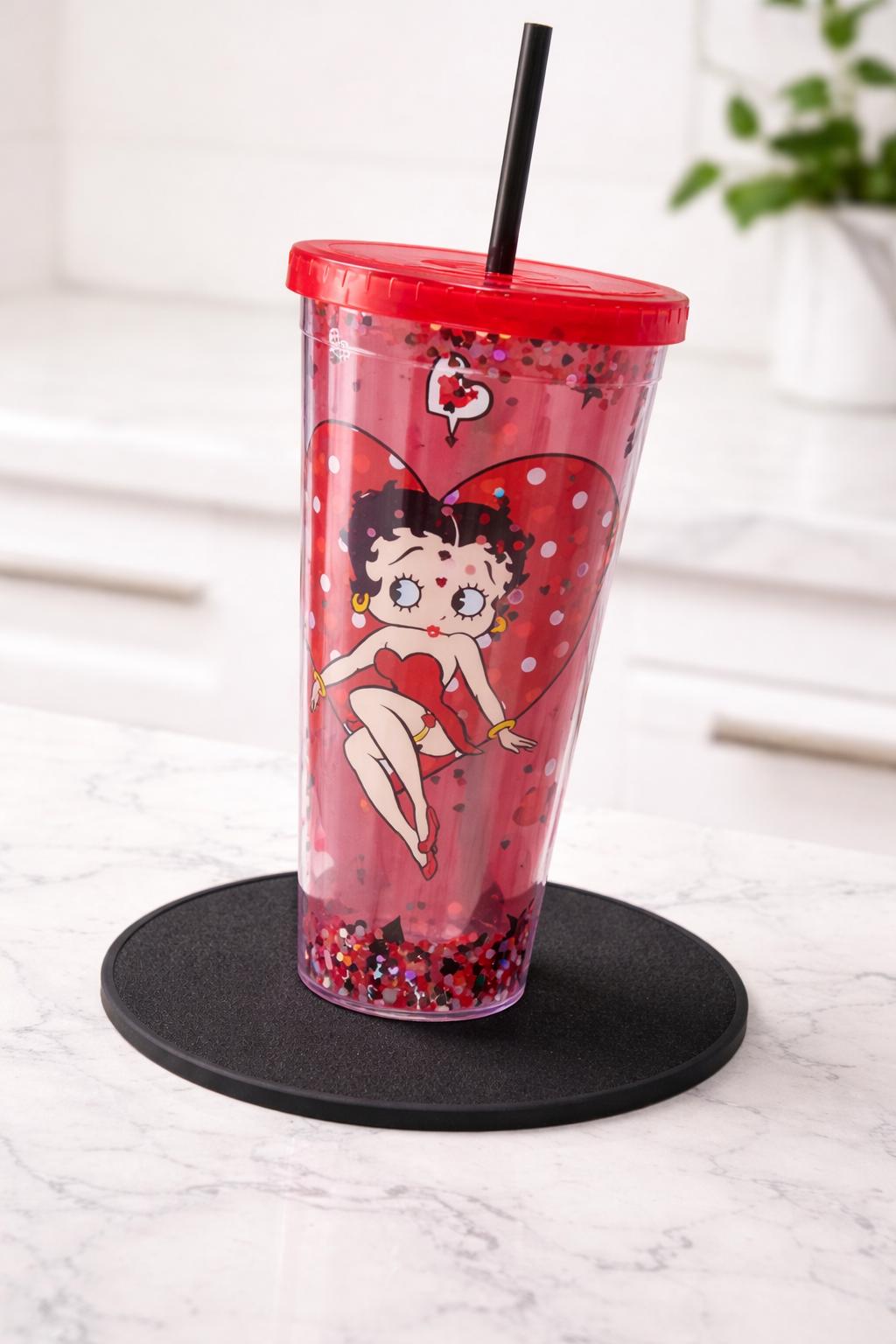 Betty Boop Glitter Tumbler Cup – Vintage Retro Drinkware Gift for Fans
