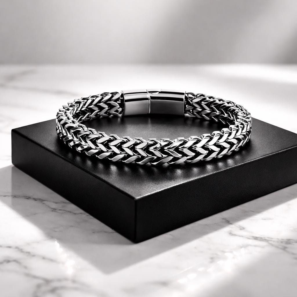 S-Braided 304L Stainless Steel Bracelet – Magnetic Clasp Luxury Chain