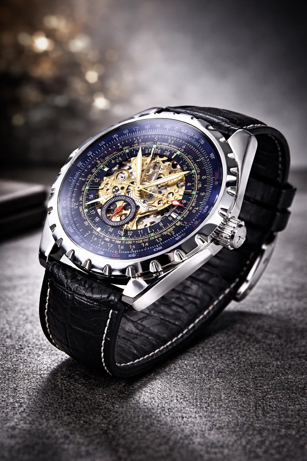 Luxury Dual Dial Black Watch Men's Designer Style Statement Timepiece Gift! x1 One Available!!