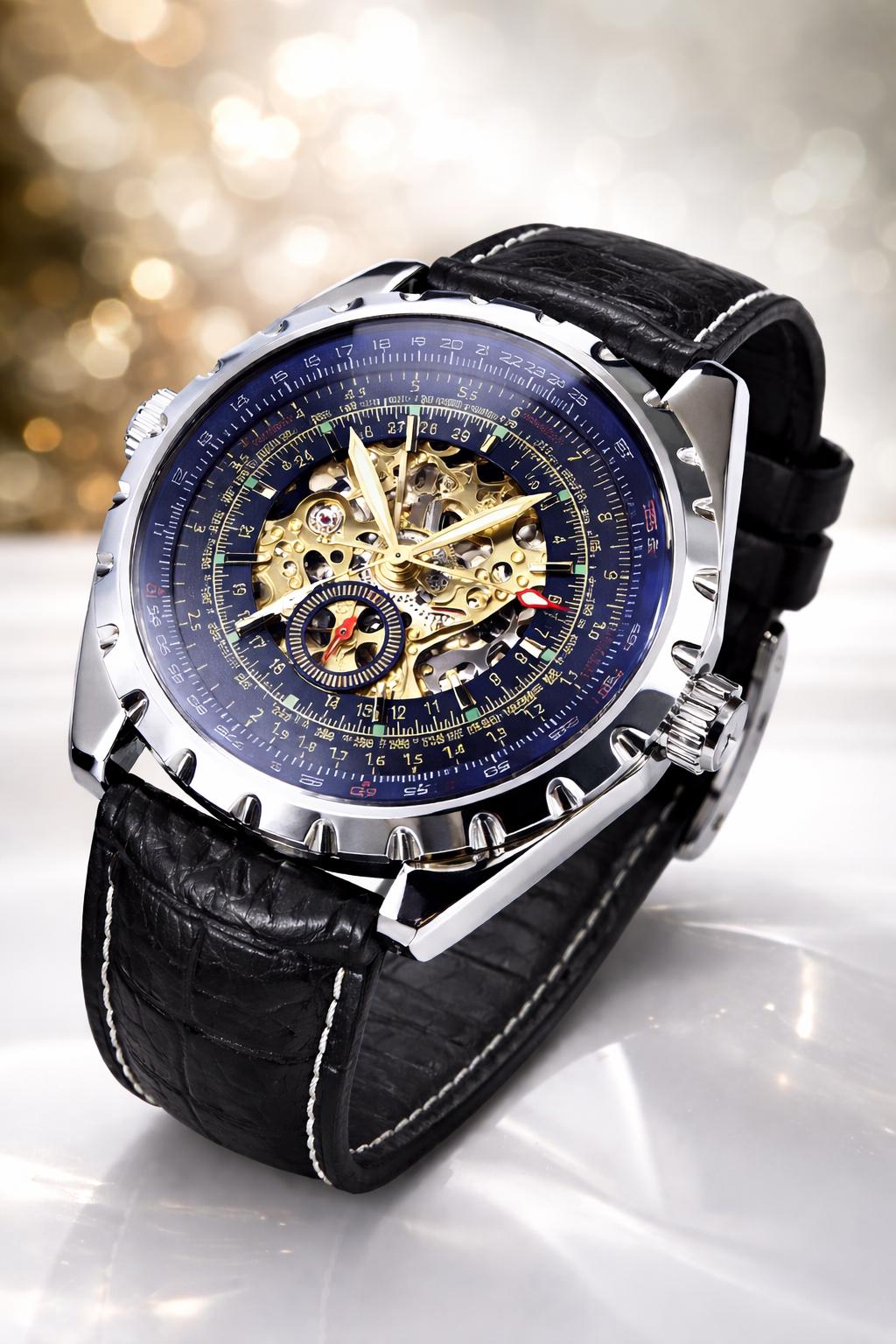 Luxury Dual Dial Black Watch Men's Designer Style Statement Timepiece Gift! x1 One Available!!