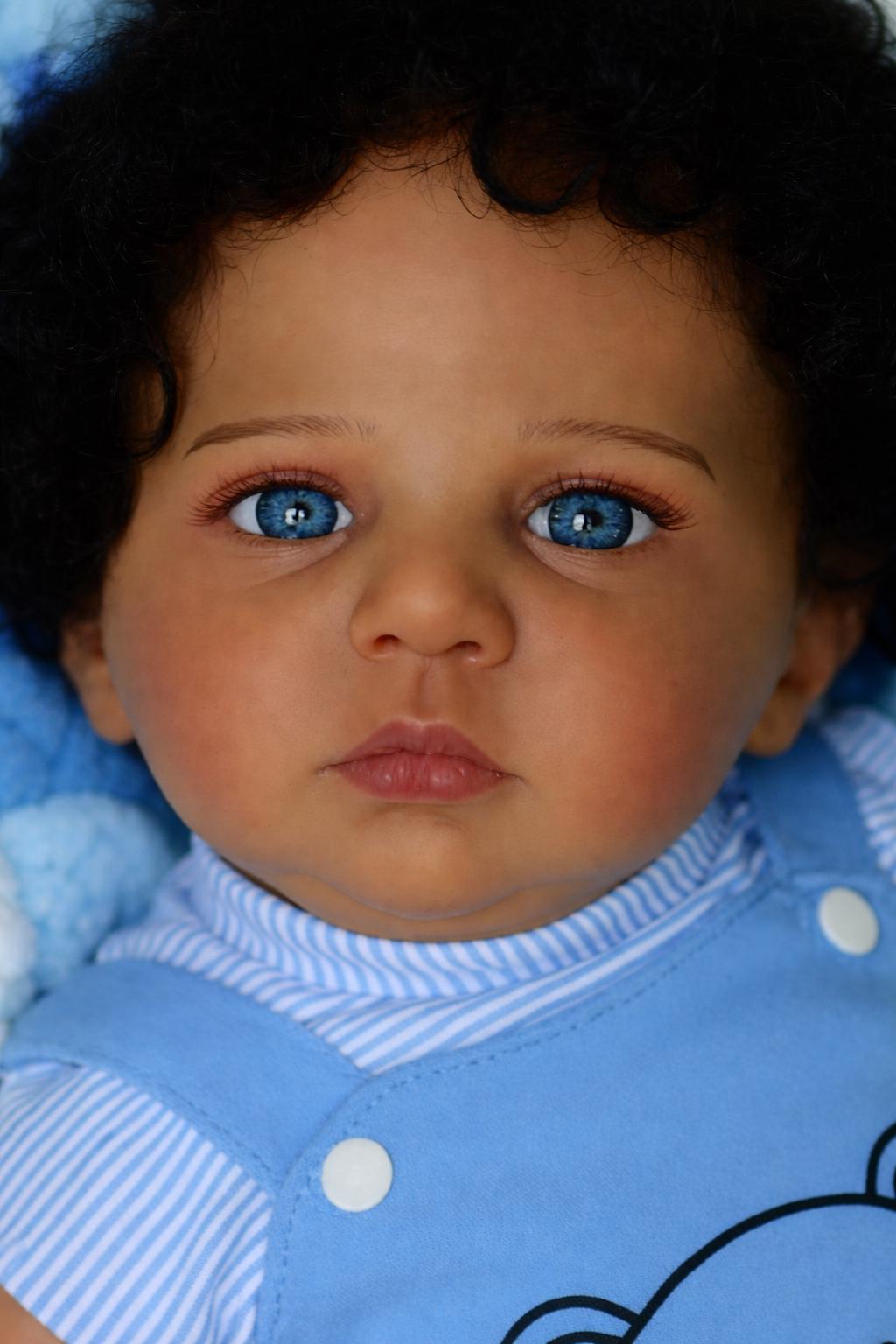 22" Reborn African American Boy Doll: Blue Eyes with Free Backpack with Certificate