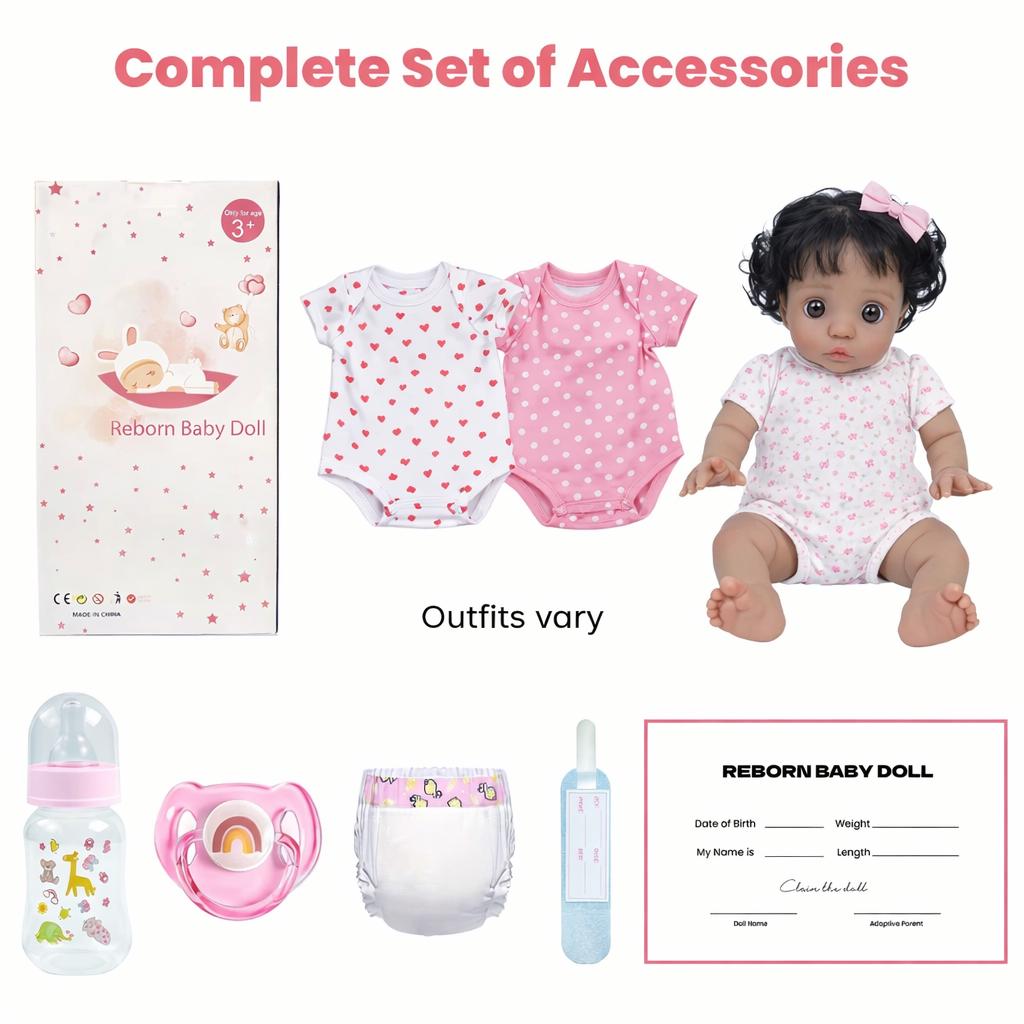 16” African American Reborn Baby Doll – Peeka Collector Doll with Certificate