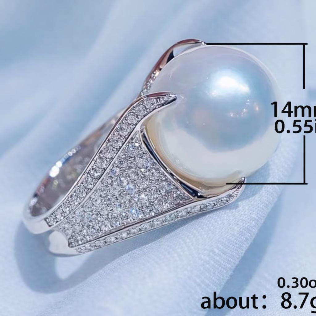 Baroque French-Style Silver-Plated Mosaic Pearl Ring